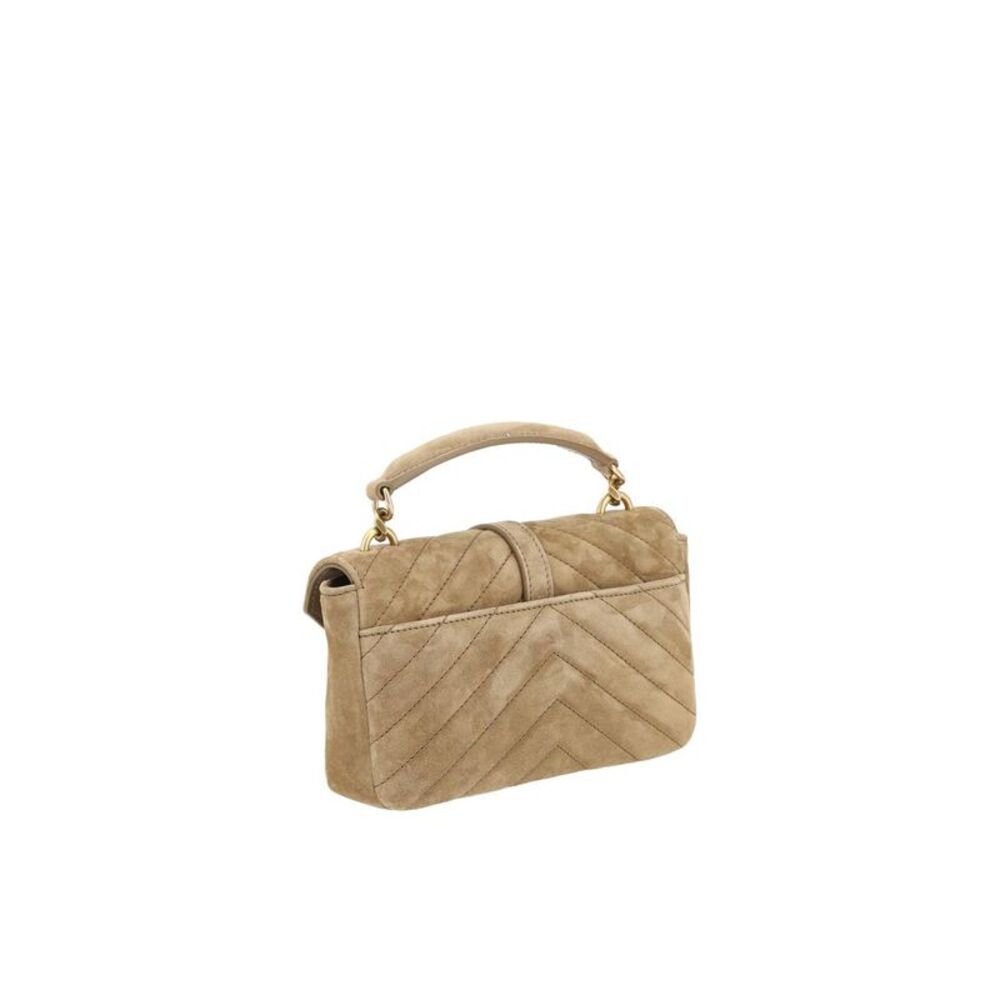 Saint Laurent Suede Quilted Shoulder Bag with Chain Strap Women Brown - Picture 3 of 4